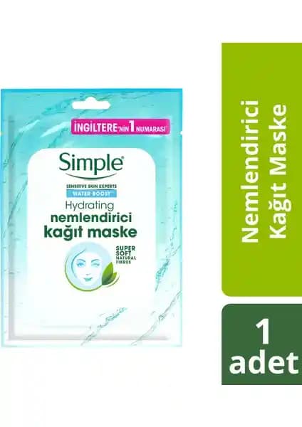 Simple Water Boost Nemlendirici Kağıt Maske Kuruluk ve Nemsiz Ciltler İçin Uygun
