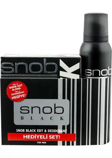 Snob Black Erkek Parfümü ve Deodorant Seti 100 ml odunsu koku ile şıklık ve ferahlık sağlar