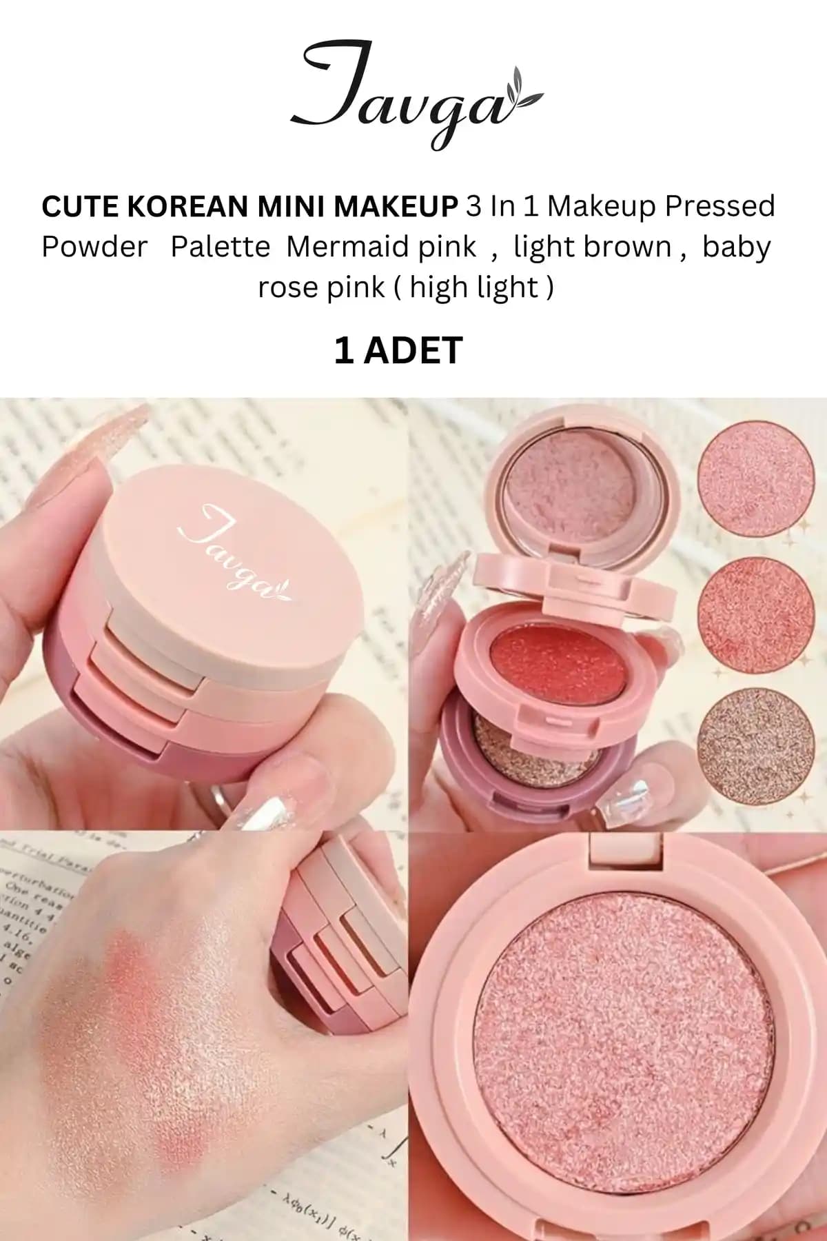 TAVGA Kutulu Kore Tarzı Pembe Allık ve Far Paleti Günlük ve Özel Makyajlar İçin Uygun