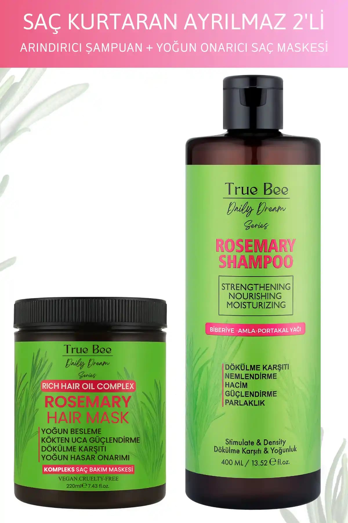 True Bee Günlük Rüya Serisi Saç Bakım Seti: Güçlendirici ve Parlak Saçlar İçin Uygun