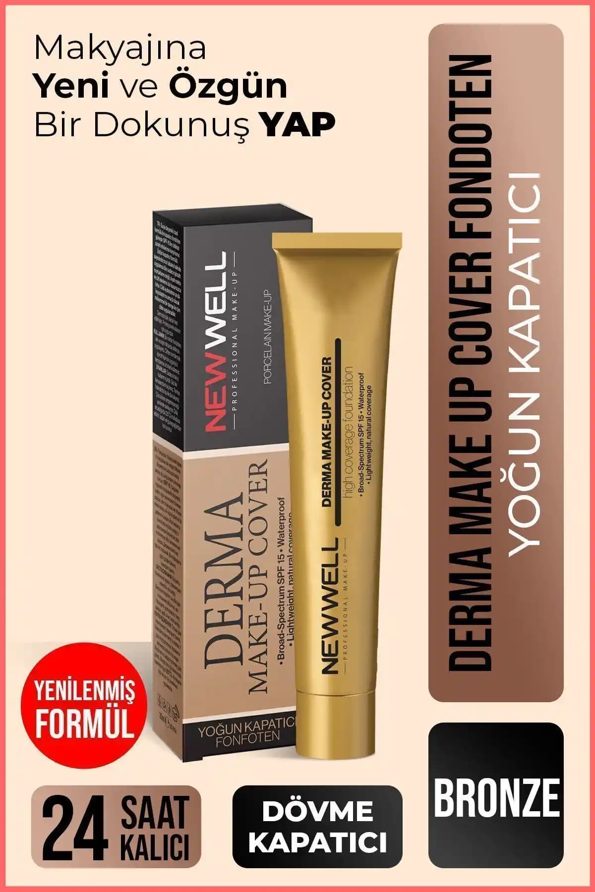 Well Derma Make-up Cover Fondöten Bronze: Yüksek Kapatıcılık ve Uzun Süre Kalıcılık Sağlayan Makyaj Ürünü