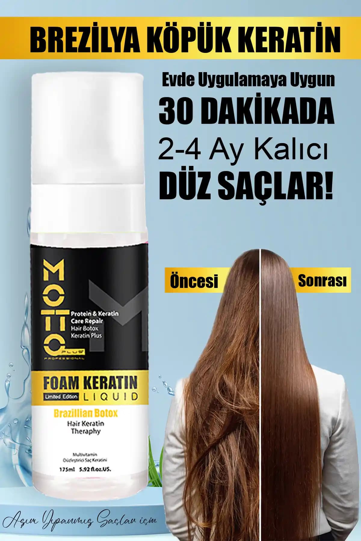 Yıpranmış Saçlar İçin Keratinli Düzleştirici ve Hacim Kazandırıcı Bakım Ürünü