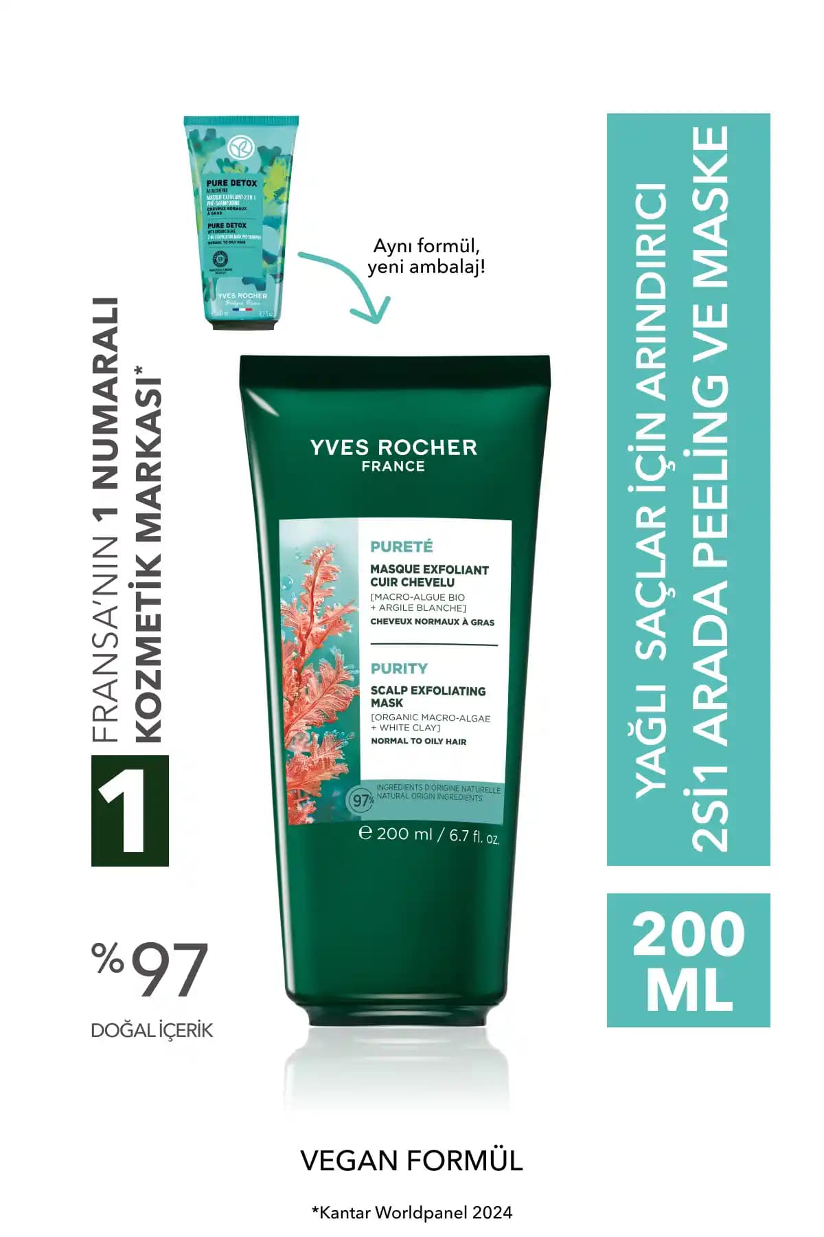Yves Rocher Arındırıcı 2si1 Peeling ve Maske: Yağlı Saçlar İçin Doğal Çözüm