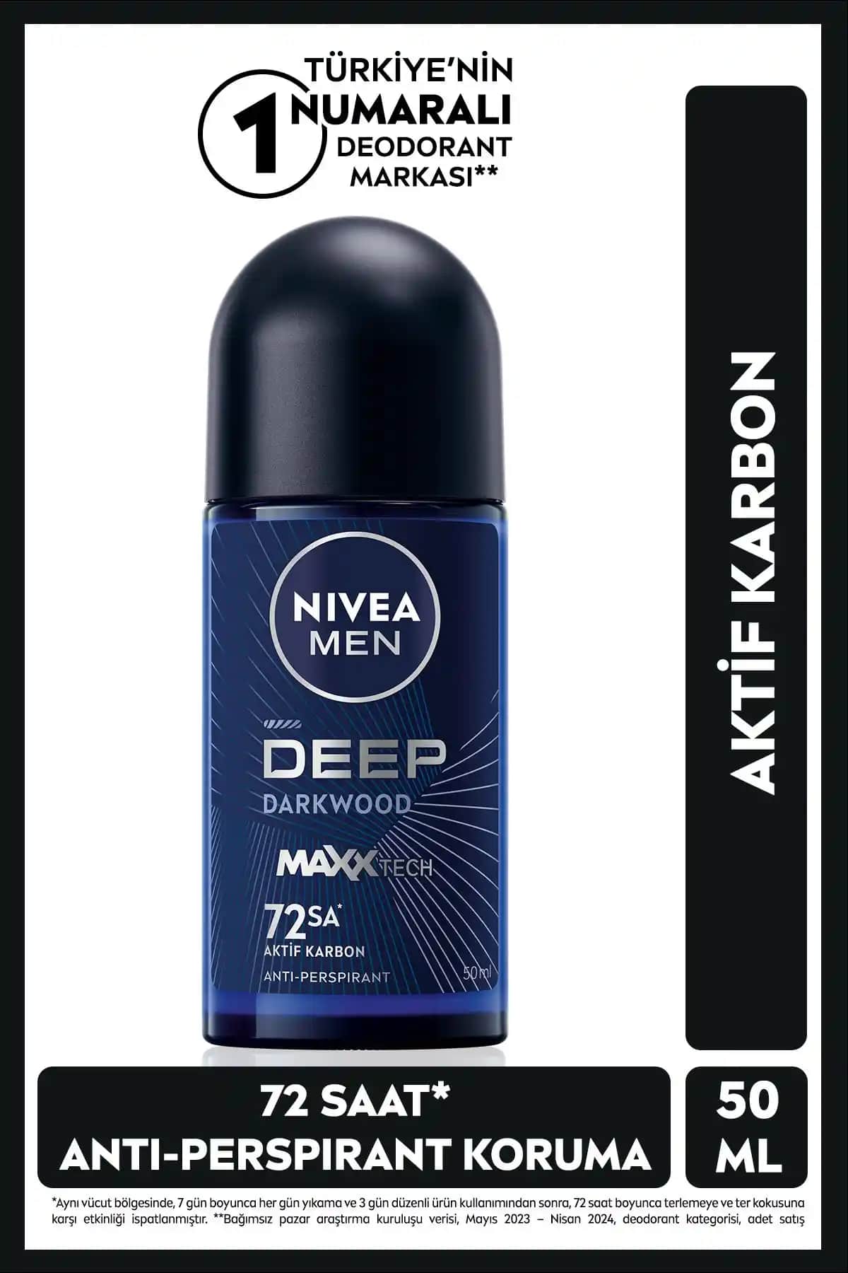 NIVEA MEN Erkek Roll-on Deodorant Deep Dimension: Uzun Süreli Koruma
