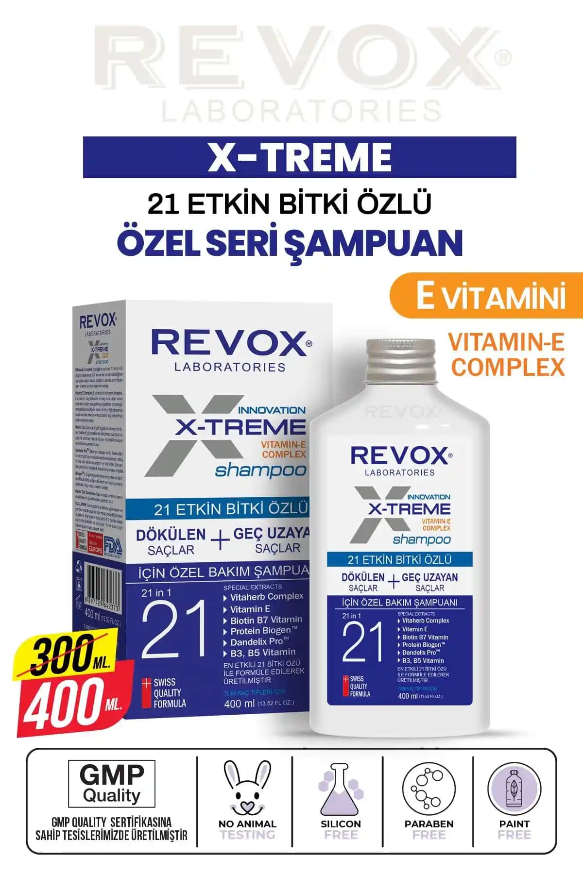 Revox X-treme E Vitamini Katkılı Dökülen Saçlar İçin Bakım Şampuanı