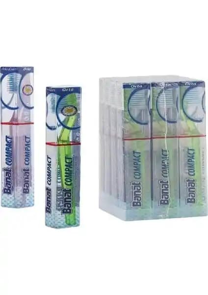 Banat Compact Diş Fırçası X 2 Adet: Orta Sertlik, Kompakt Başlıkla Günlük Ağız Bakımı