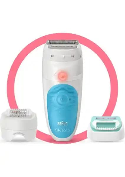 Braun Silk-épil 5 5610 SensoSmart: Islak-Kuru Kablosuz Epilatör ve 4 Başlıklı 3'ü 1 Arada Set