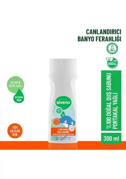 Siveno Portakal Esanslı %100 Doğal Duş Jeli – Vegan Sertifikalı Organik İçerikler 300 ml