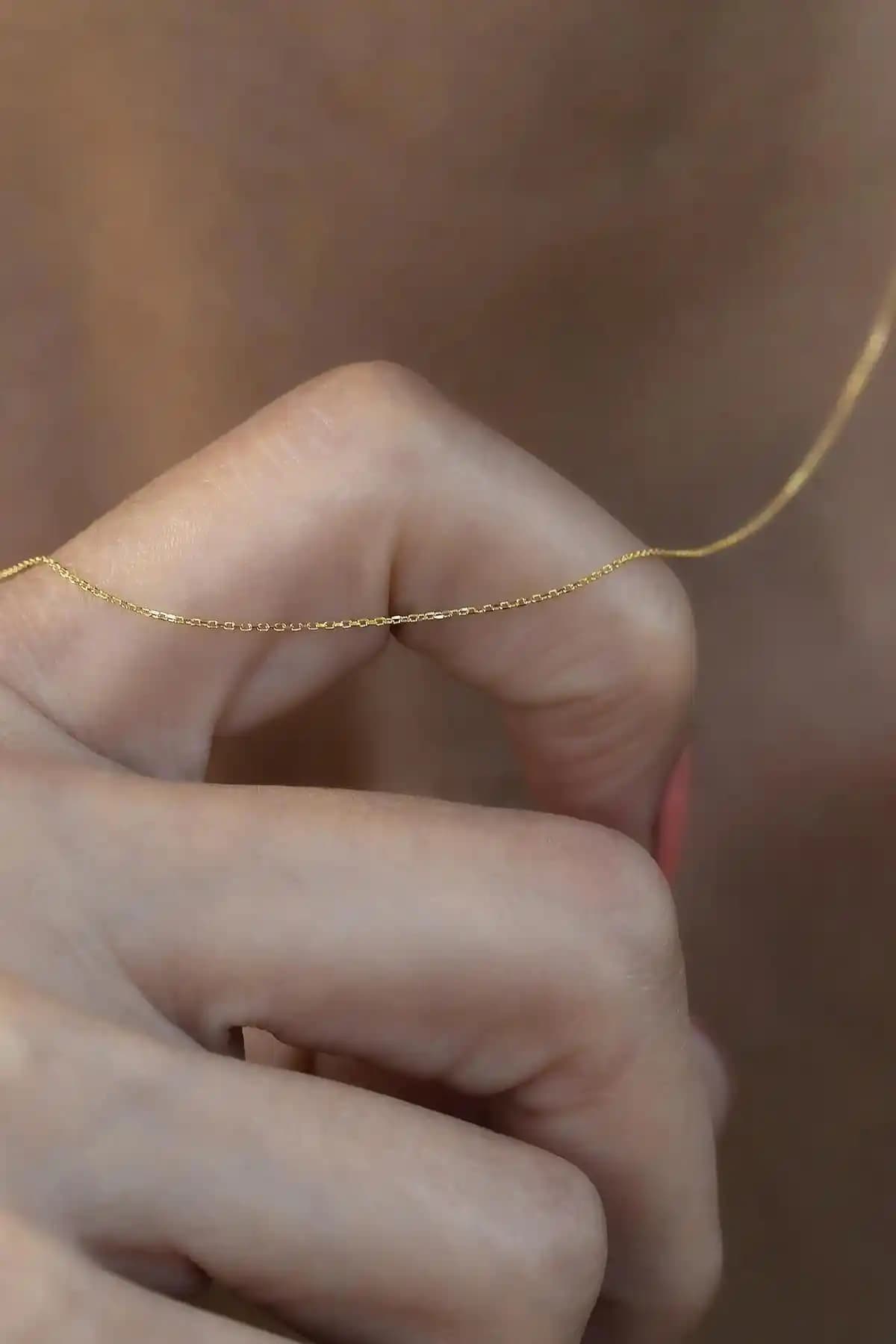 14 Ayar Sarı Altın Klasik Hayalet Zincir Kolye Günlük Kullanım İçin Uygun