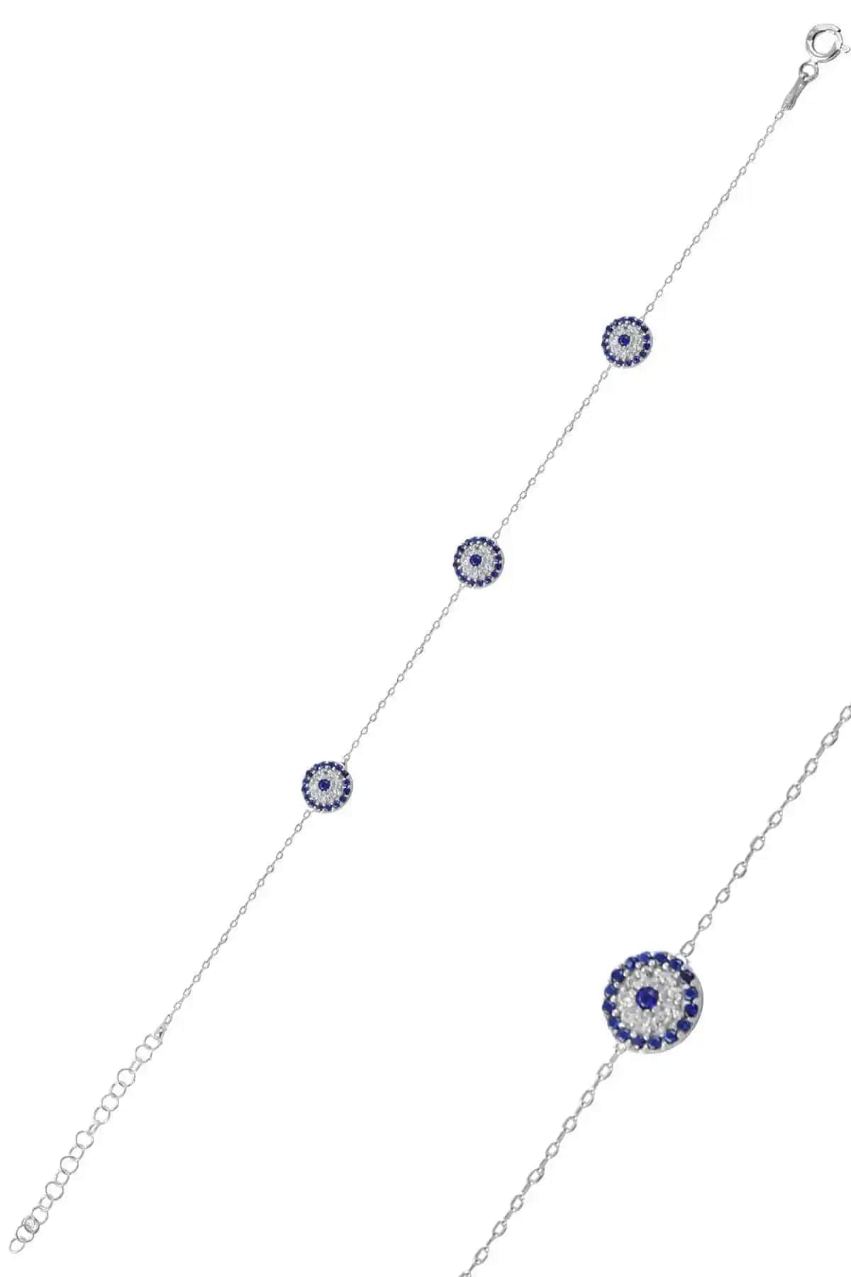 925 Ayar Gümüş Zirkon Taşlı Nazar Boncuklu Bileklik Şık ve Dayanıklı Tasarım