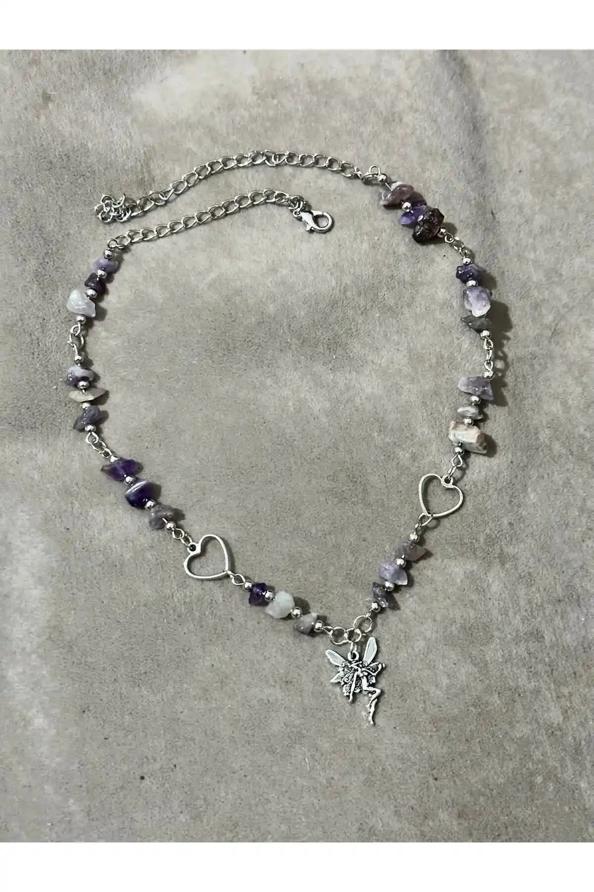 Ametist Mor Kalpli Peri Doğaltaş Kolye: Zarif ve Özgün Takı Seçeneği