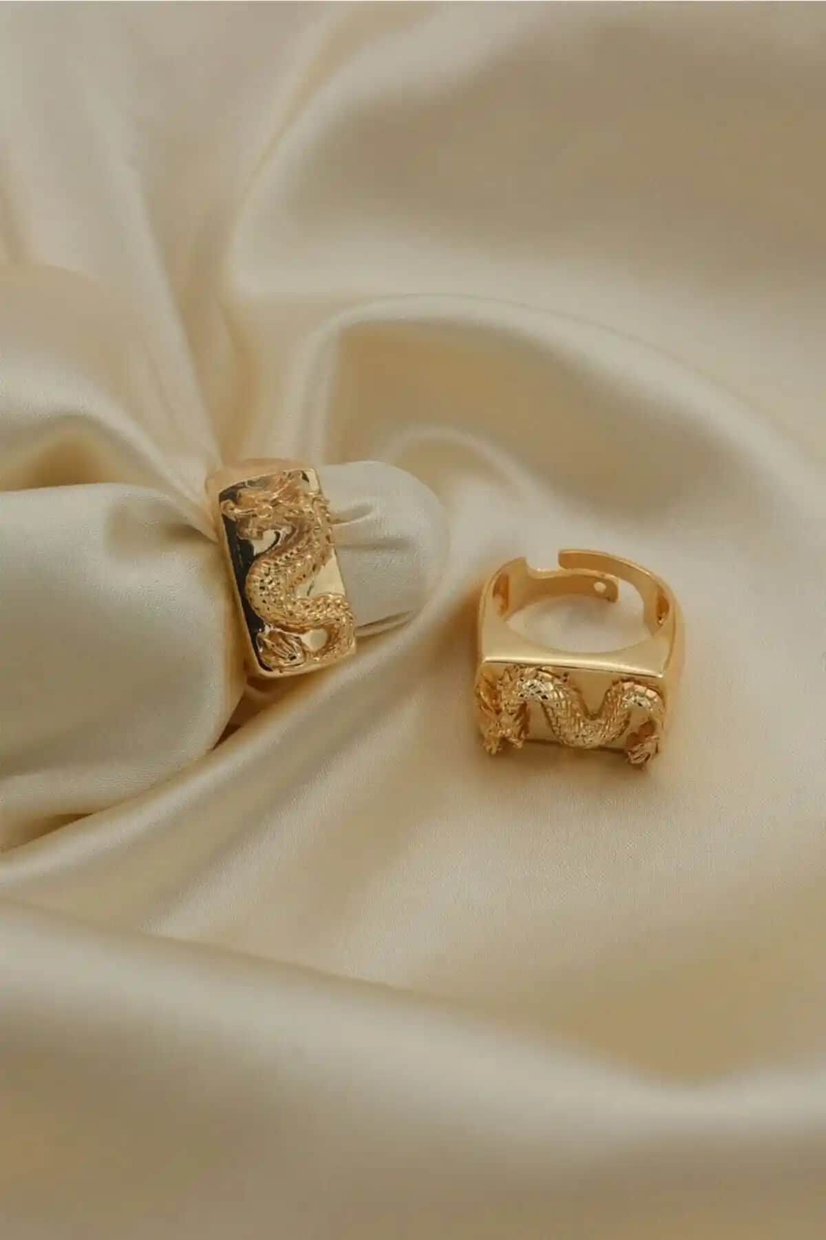 AURRARİ Ka<dı>n Gold Ejderha Yüzük: Şıklık ve Özgünlüğü Yansıtan Zarif Takı Seçeneği