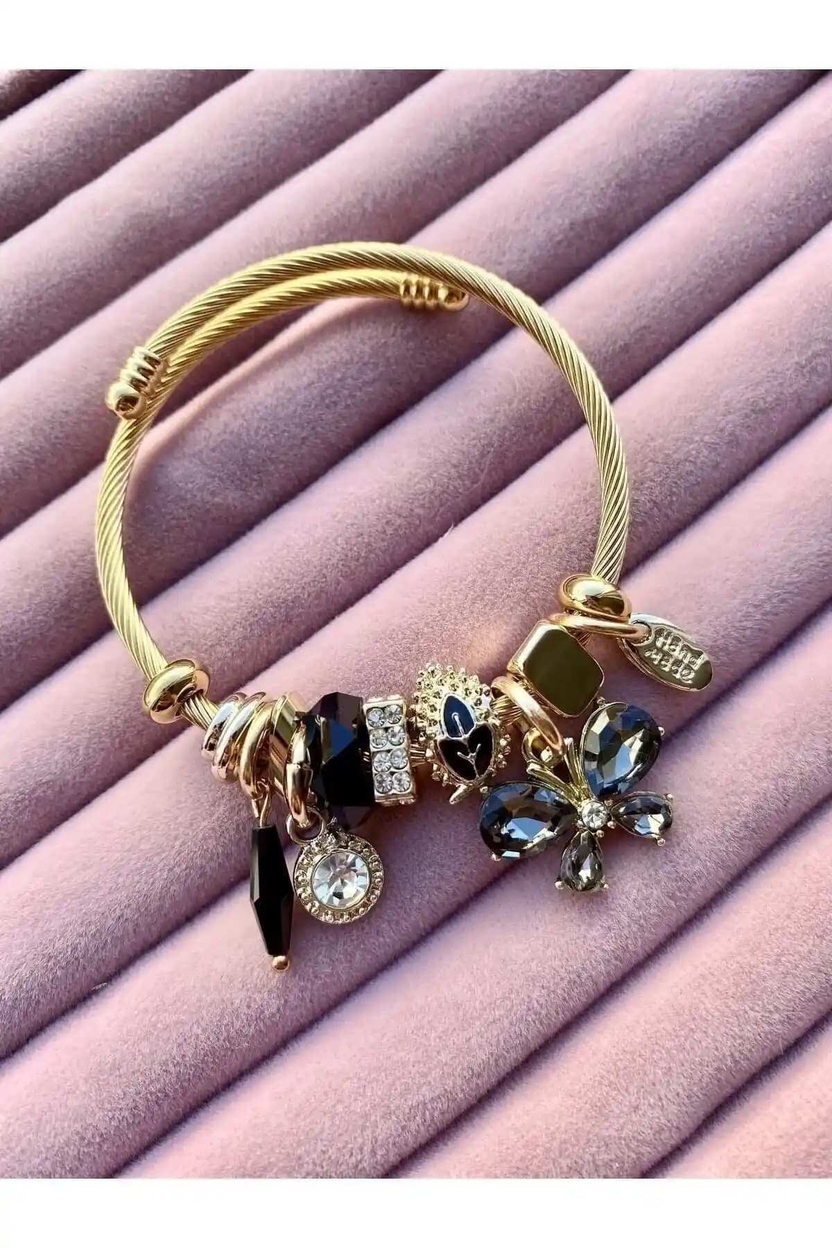 Bee Çelik Bileklik Charm Kelebek Tasarımı Dayanıklı ve Şık Aksesuar