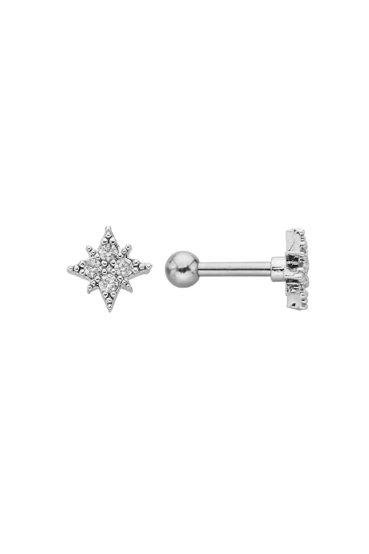 BY DİLEK ÇETİN Cerrahi Çelik Yıldız Model Kulak Piercingi Helix ve Tragus için