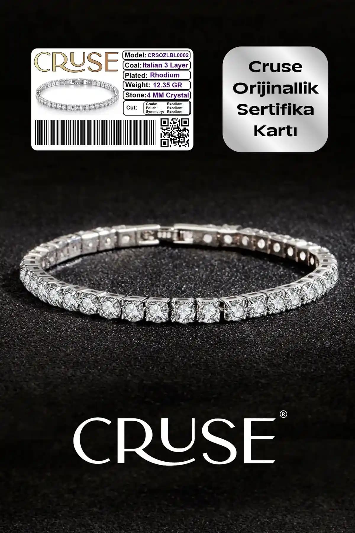 Cruse 925 Ayar Gümüş Swarovski Taşlı Su Yolu Bileklik Şıklık ve Dayanıklılık Sunar