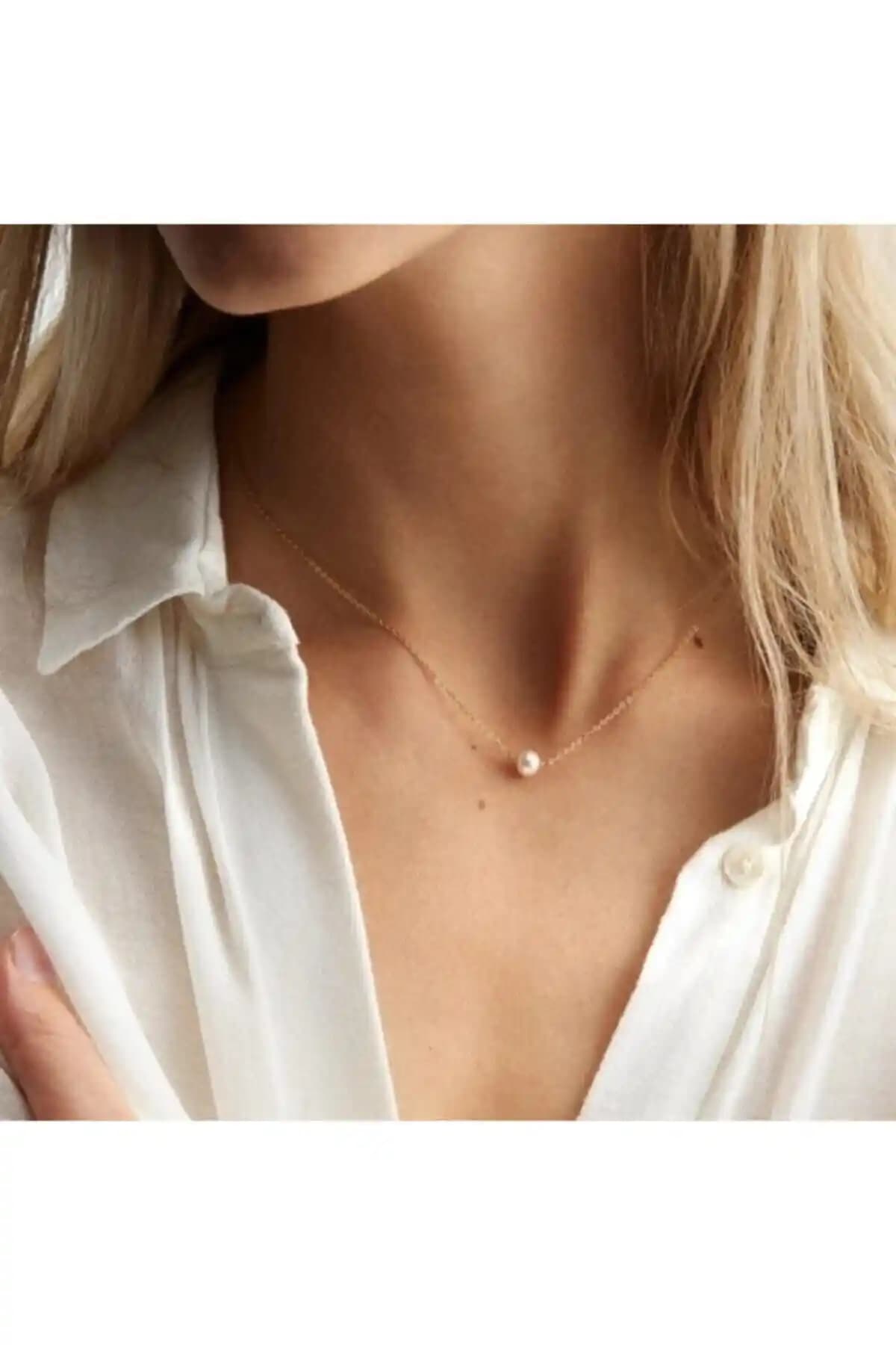 Durubags Kadın Sarı İnci Detaylı Altın Kaplama Kolye Şıklık ve Zarafetin Simgesi