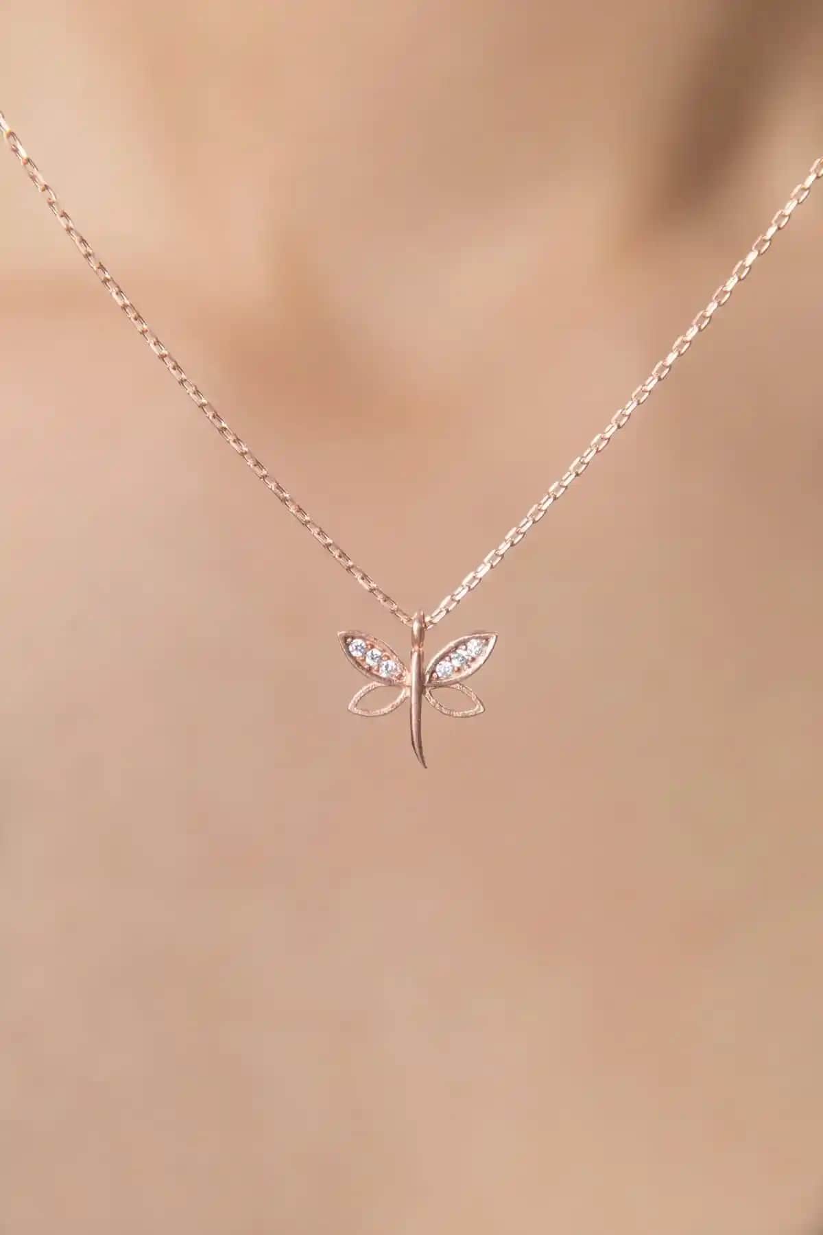 Elika Silver Yusufçuk Model Renkli Zirkon Taşlı 925 Ayar Gümüş Kadın Kolye