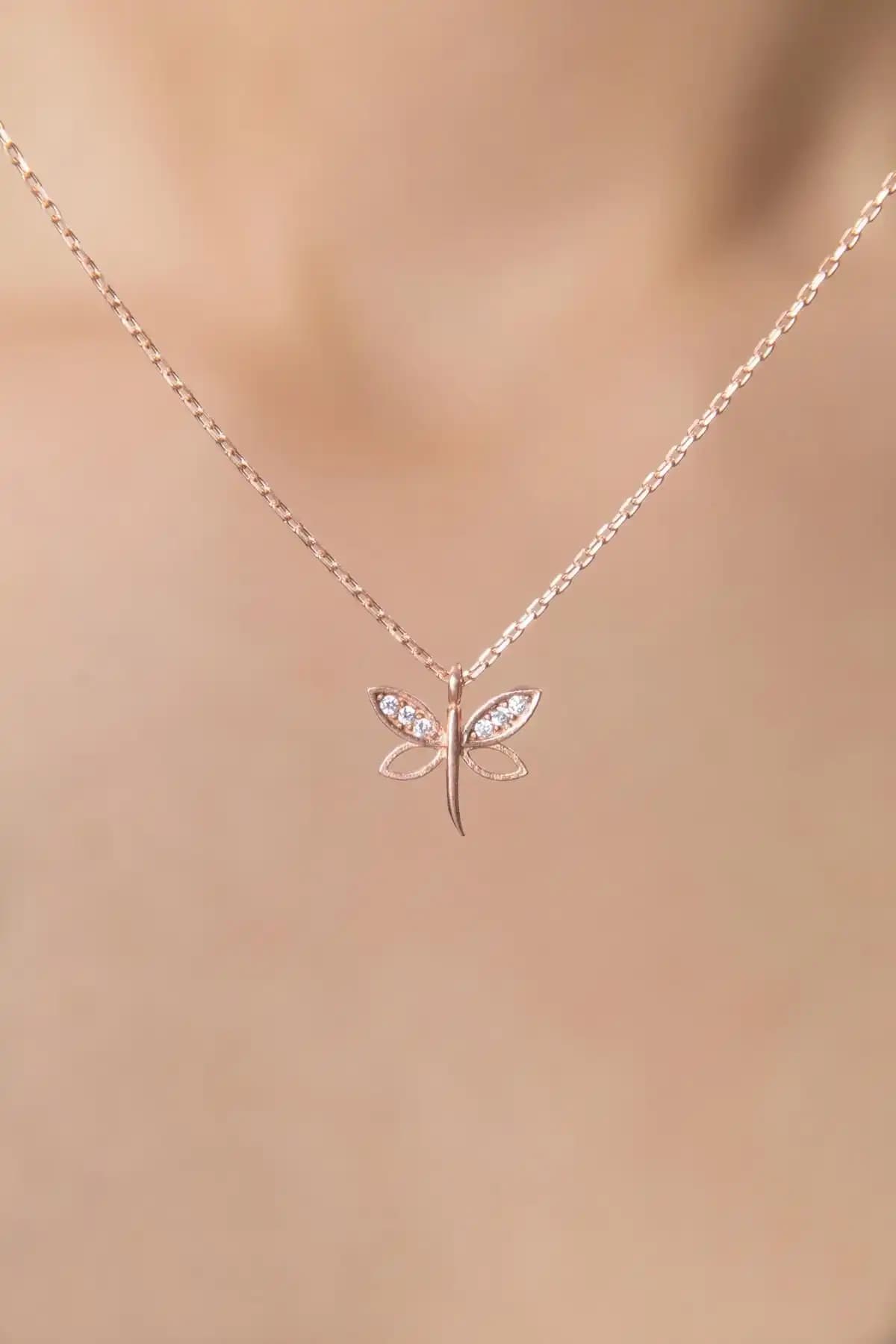 Elika Silver Yusufçuk Model Renkli Zirkon Taşlı 925 Ayar Gümüş Kadın Kolye