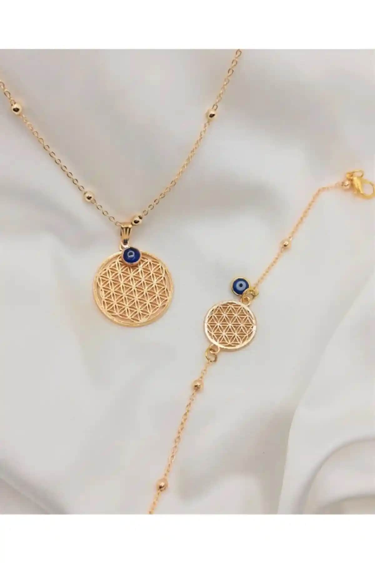 Fiore Yaşam Çiçeği Kolye Bileklik Seti Modern ve Dayanıklı Aksesuar Seçeneği