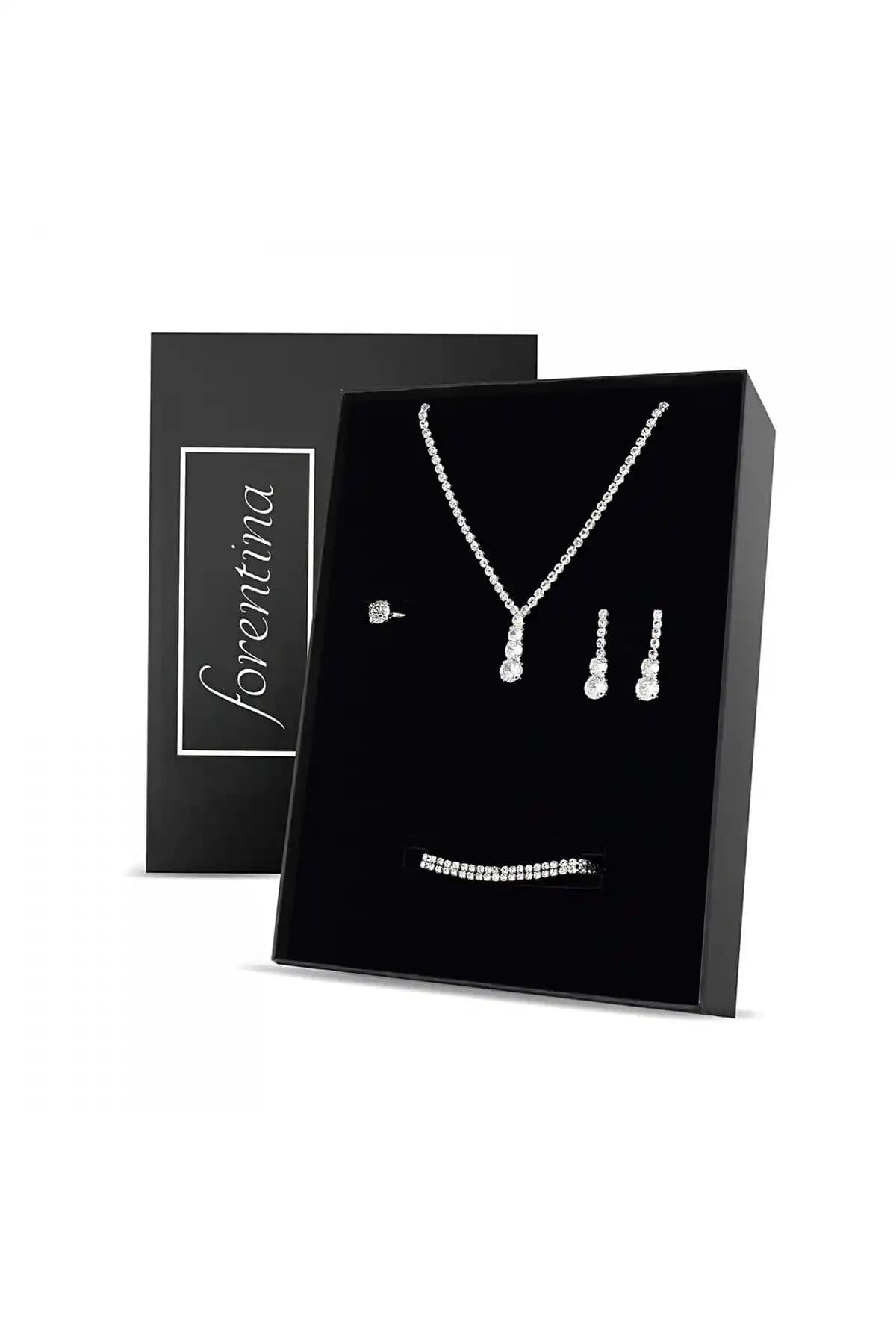 Forentina Gümüş Kaplama Su Yolu Düğün Takı Seti Zarif ve Anlamlı Hediye Seçeneği