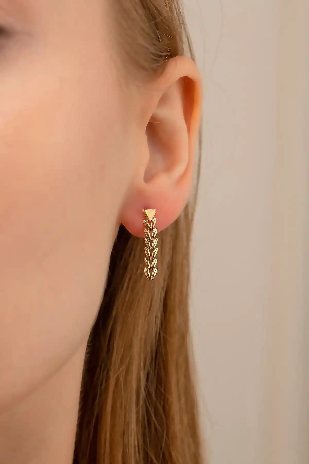 GençTaş Kuyumculuk 14 Ayar Altın Pars Küpe Günlük ve Şık Kullanım İçin Uygun