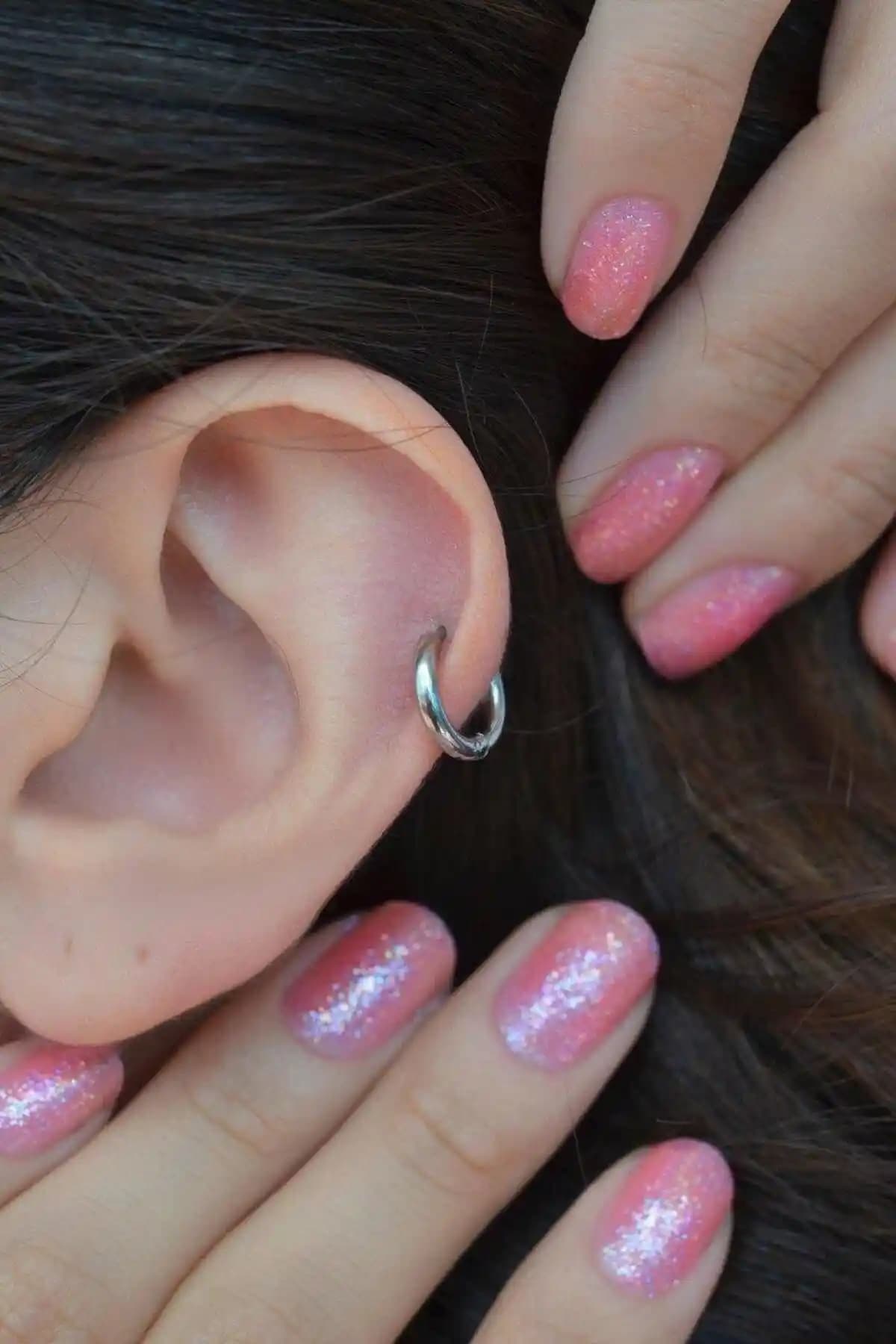 Gümüş Renkli Çelik Helix ve Kıkırdak Piercingleri Dayanıklı ve Şık Tasarım