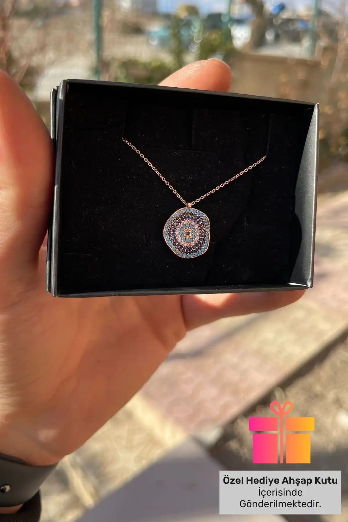 Lucente Jewellery Pembe Nazar Boncuğu Güçüş Kaplama Kolye Estetik ve Dayanıklı Tasarım