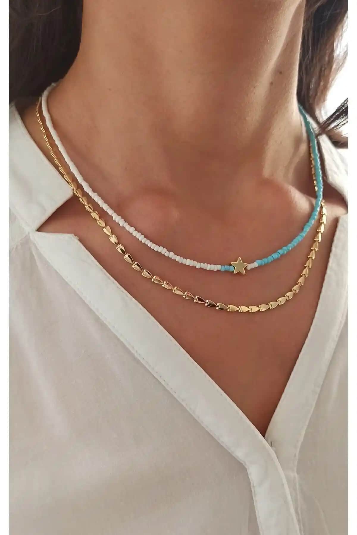 MagicStone Turquoise Summer Ikili Kombin Kolye: Şık ve Dayanıklı Yaz Aksesuarı