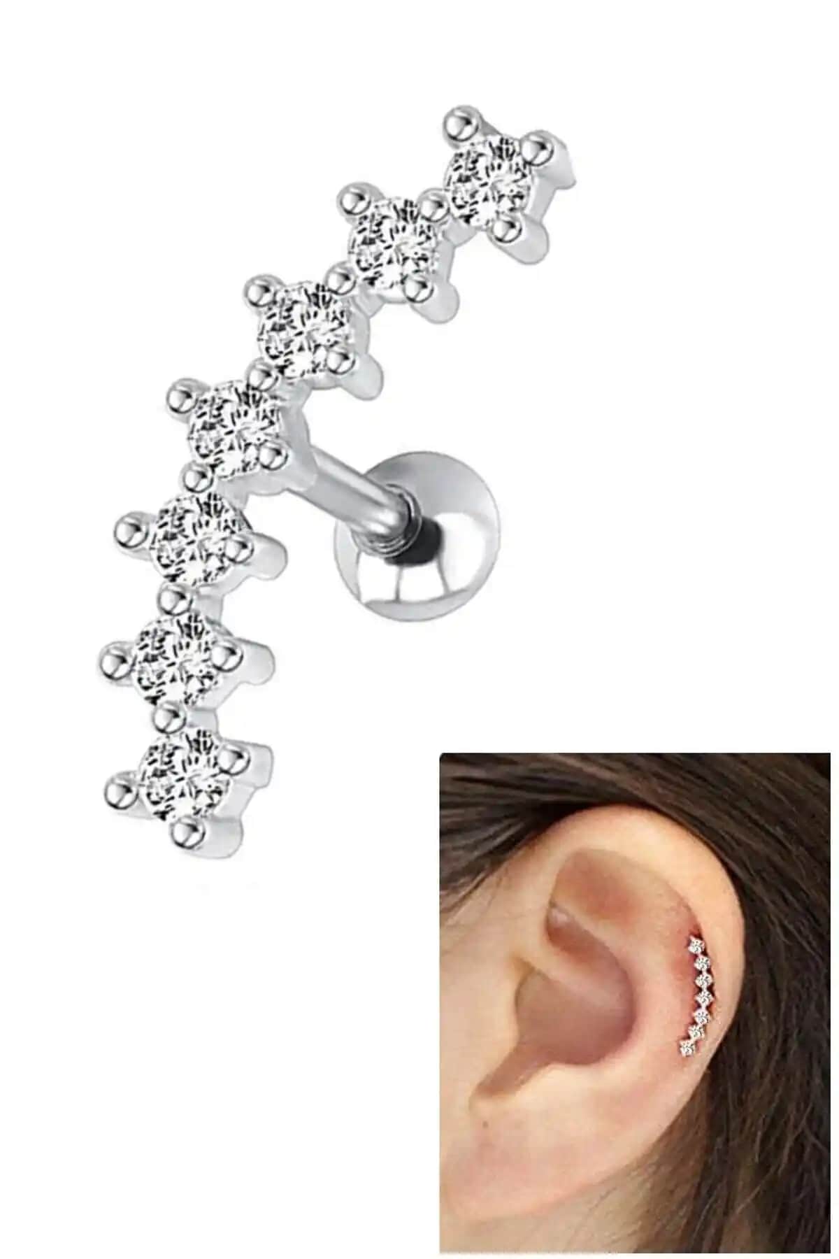 MAZEN Helix Küpe Cerrahi Çelik 316L Modern Tasarım ve Dayanıklılık Sağlar