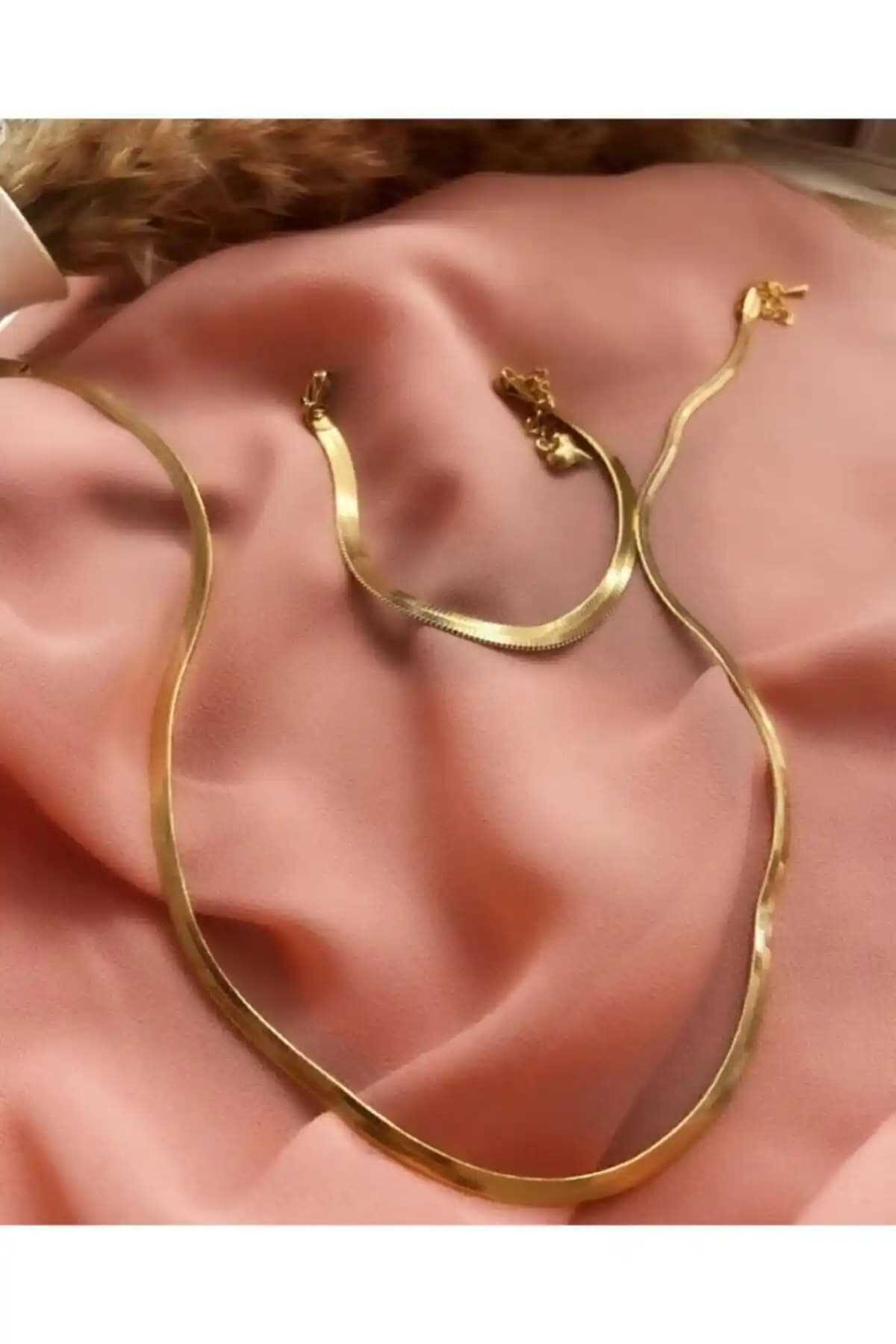 Midyat Azra Telkari Kadın Altın Kaplama Gümüş Takı Seti Modern Tasarım