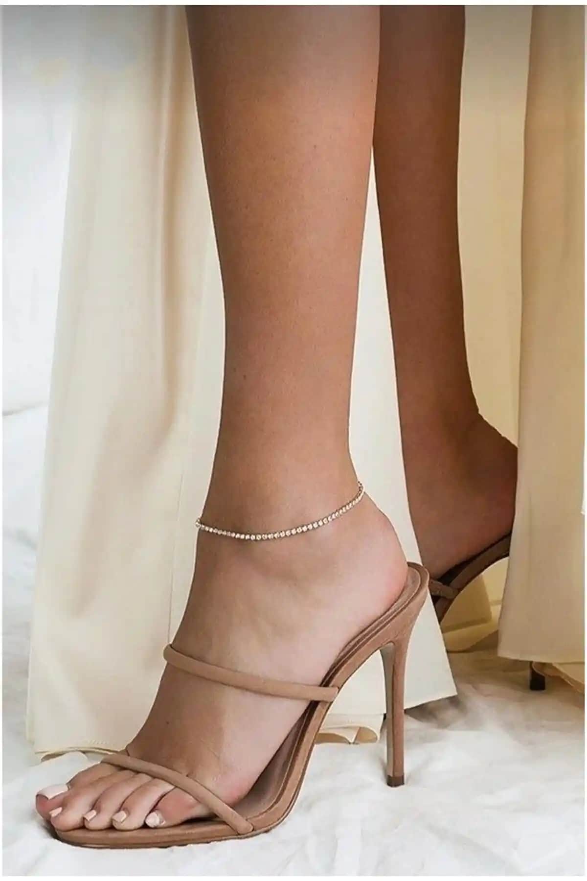 Monalisa Toka Kadın Güleş Renk Kristal Taşlı Halhal Şık ve Zarif Tasarım