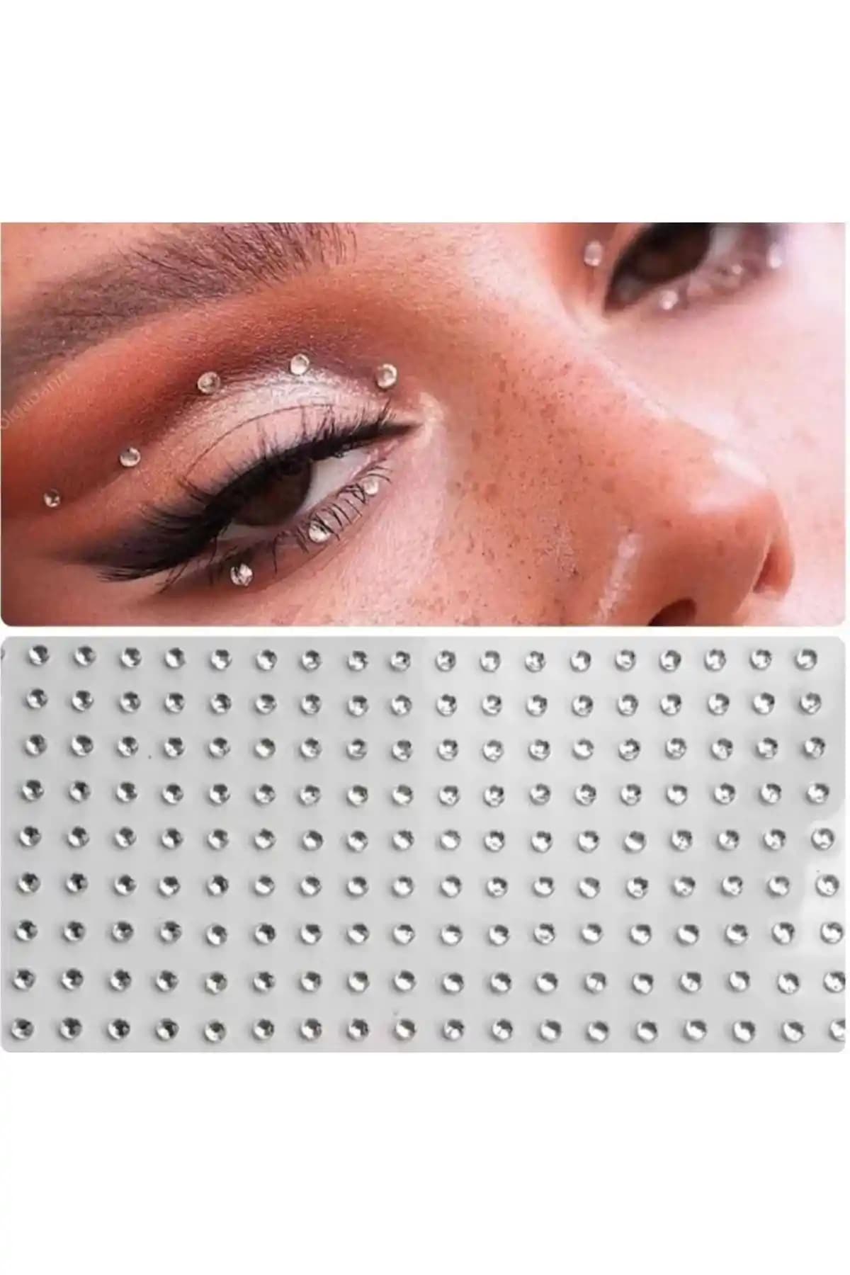 MutluBiDünya Vintage Yuvarlak Model 100 Adet Işıltılı Yüz ve Vücut Taşı Sticker Taş