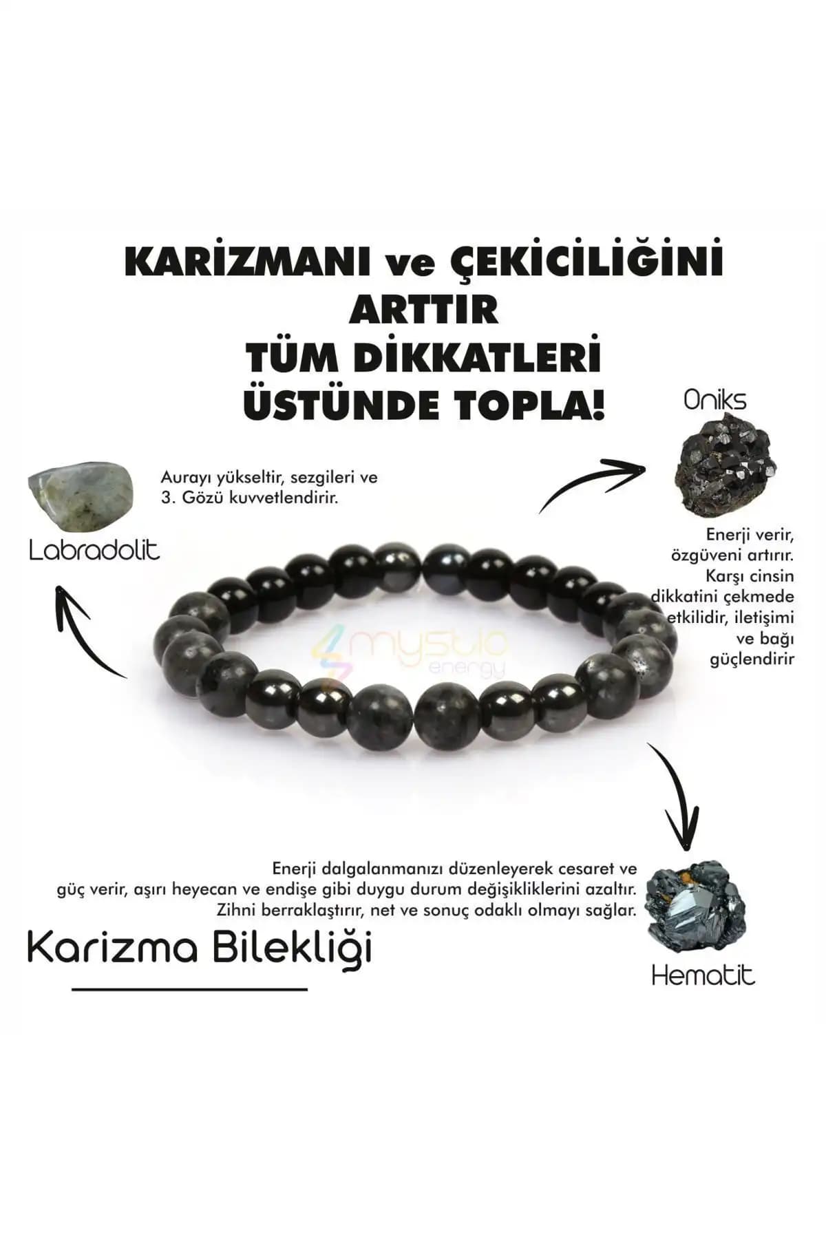 Mystic Energy Sertifikalı Doğal Taş Karizma Bilekliği: Enerji Dengeleyici ve Şık Takı Seçeneği
