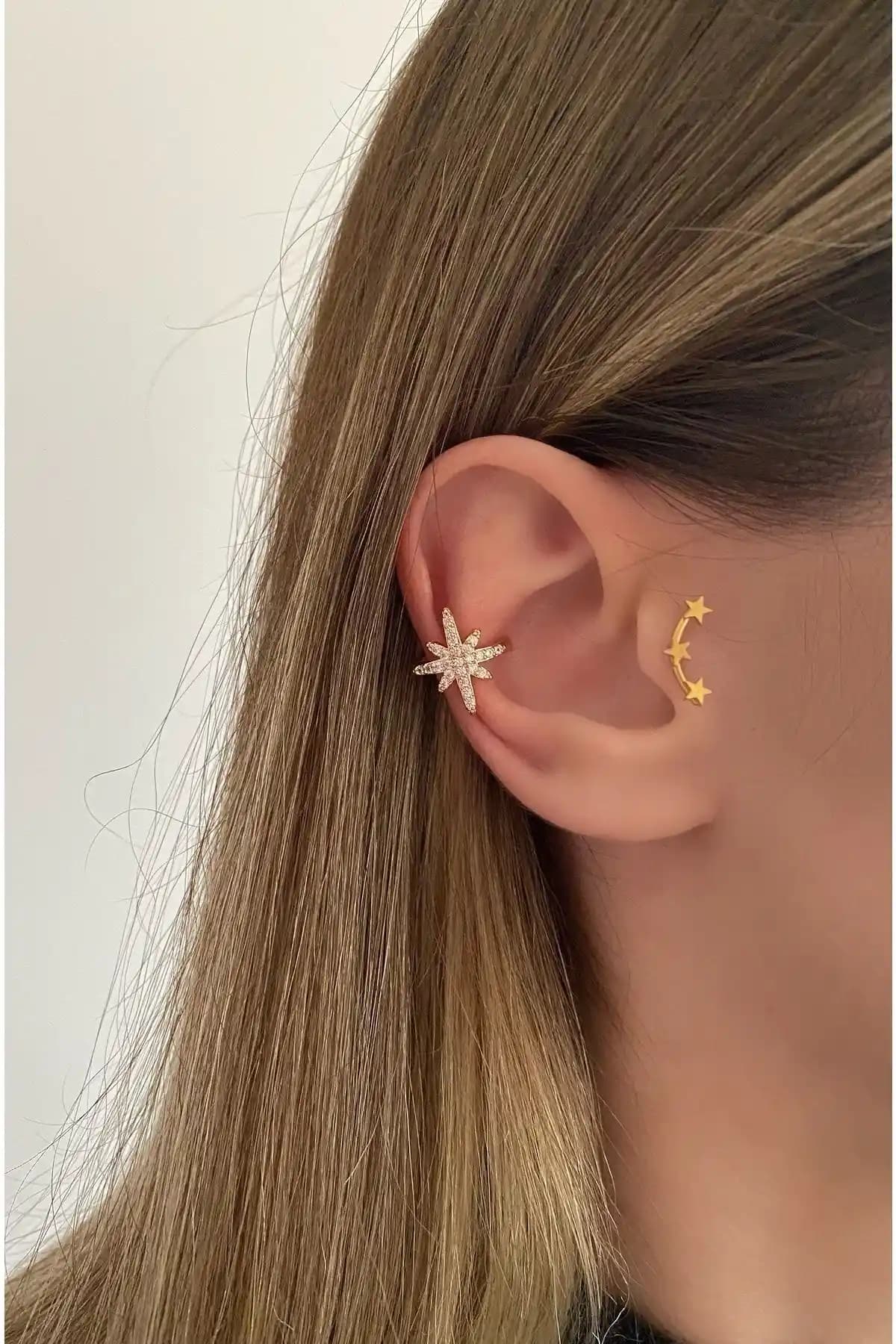 Okkostore Kadın Altın Rengi Kuzey Yıldız Detaylı Kıkırdak Küpe İncelemesi ve Kullanıcı Yorumları