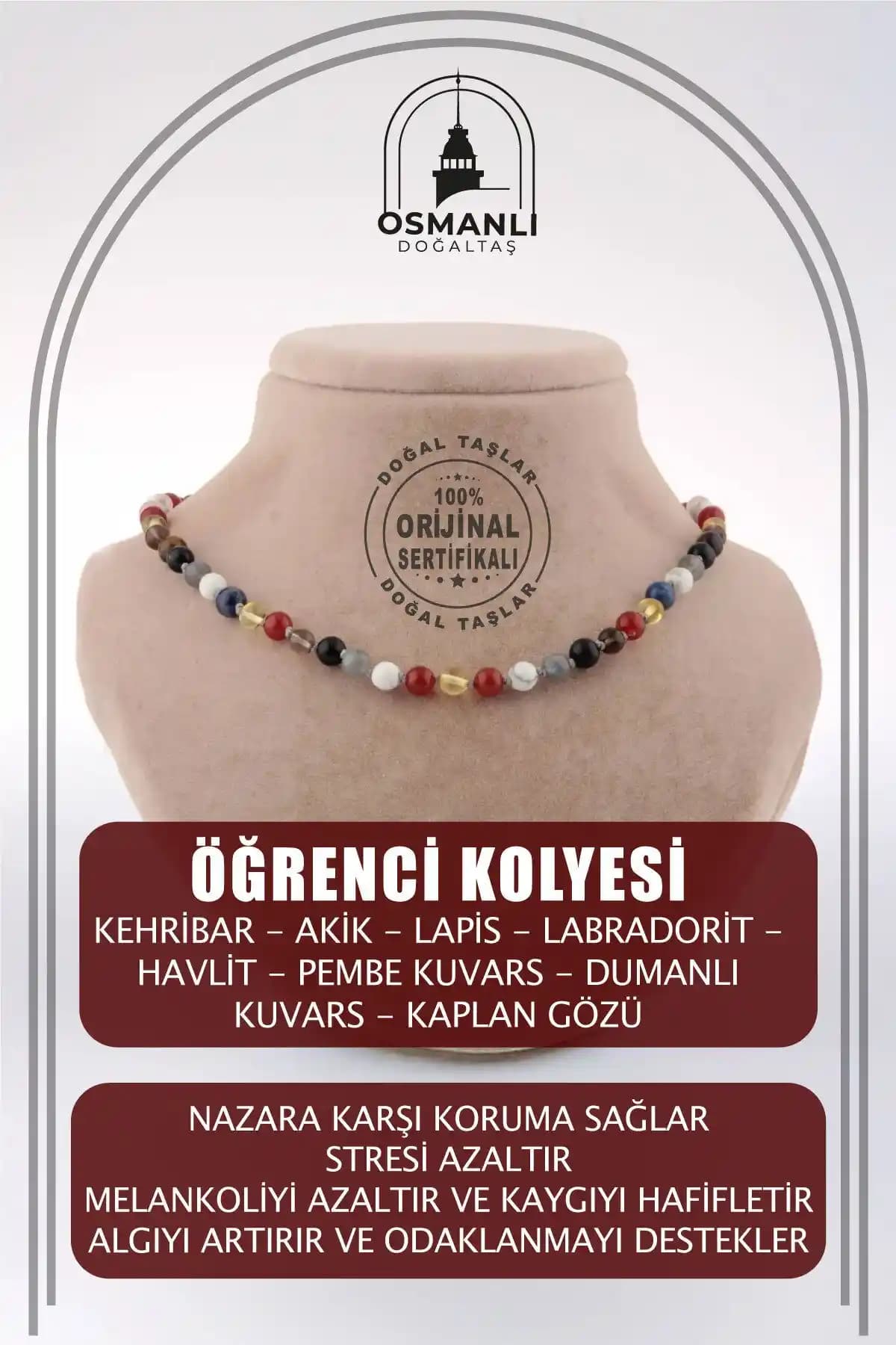 Osmanlı Doğal Taş Öğrenci Kolyesi: Enerji ve Şifa Sunan Benzersiz Takı Seçeneği