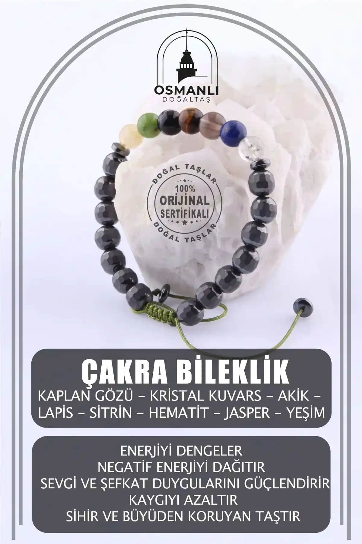 Osmanlı Doğal Taş Sertifikalı Çakra Makrome Bileklik En Güçlü Enerji ve Şifa Taşı Özellikleri