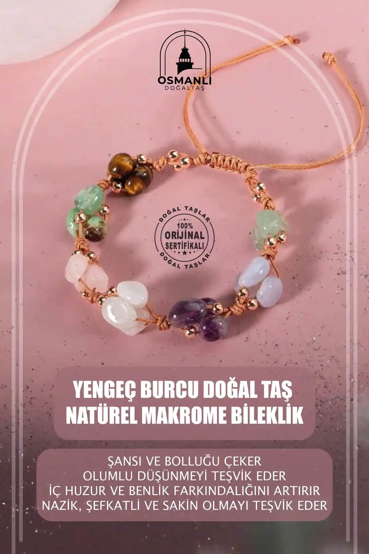 Osmanlı Doğal Taş Yengeç Burcu Makrome Bileklikleri Ruh Sağlığı ve Şıklık İçin