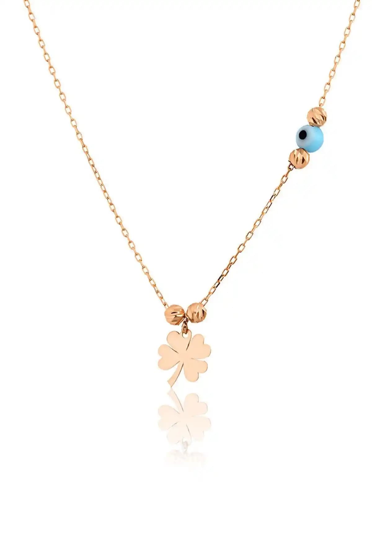 Papatya Silver 925 Ayar Rose Altın Kaplama Dorica Toplu Yonca Kolye Modern ve Zarif Tasarım