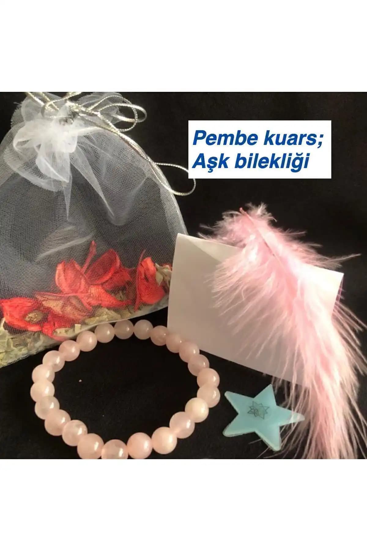 Pembe Kuvars Taşlı Doğal Şifalı Bileklik Enerji ve Estetik Dengeleyici