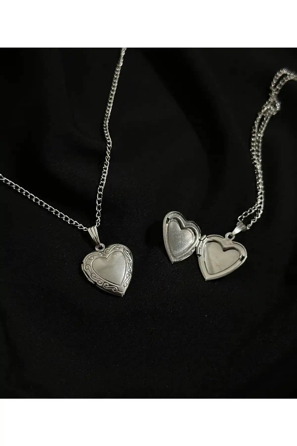 Sleyshop Paslanmaz Çelik Kalp Kolye Açılabilir Kapaklı Modern Takı Tasarımı