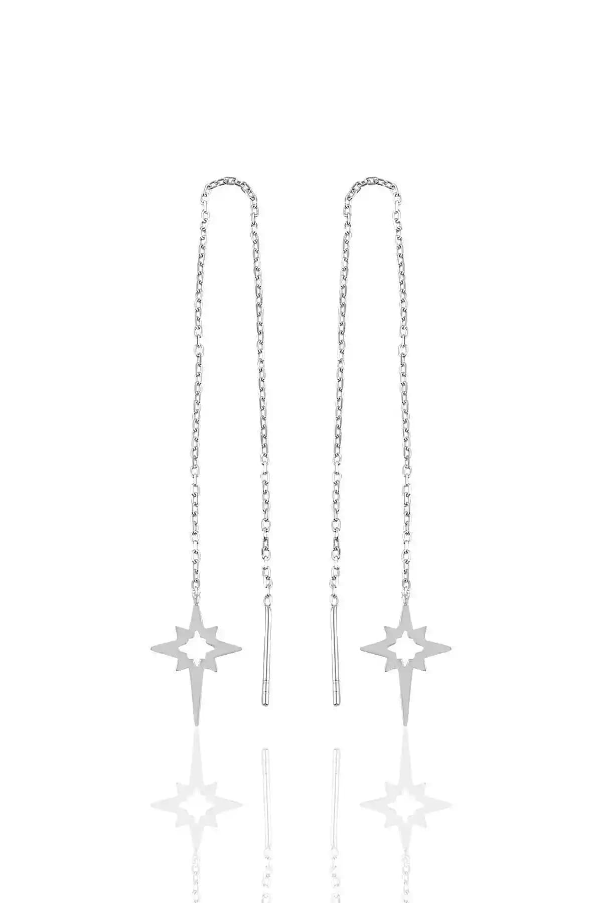 Söğütlü Silver Gümüş Rodyumlu Kutup Yıldızı ve Zincir Küpe Karşılaştırması