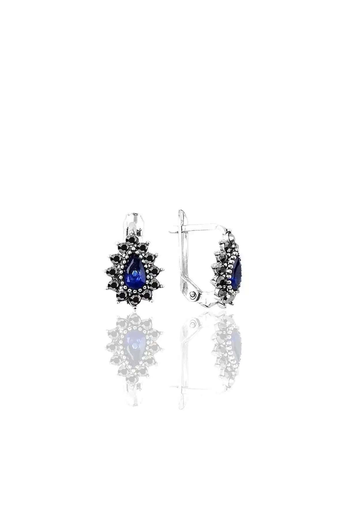 Söğütlü Silver Gümüş Safir Taşlı Damla Modeli Küpe Şıklık ve Zarafet İçin Uygun Seçenek