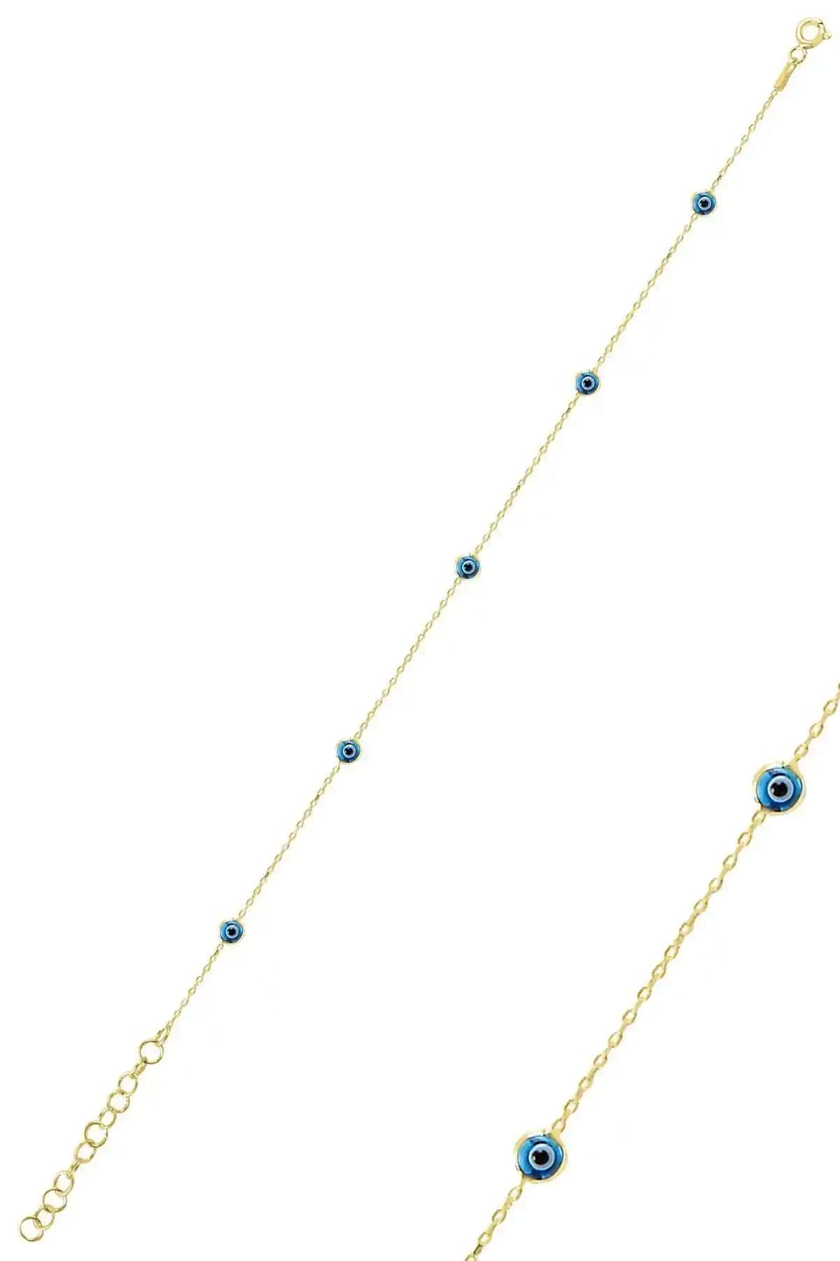 Söğütlü Silver Gümüş ve Altın Yalızlı Cam Göz Nazar Halhal: Zarif ve Şık Tasarım