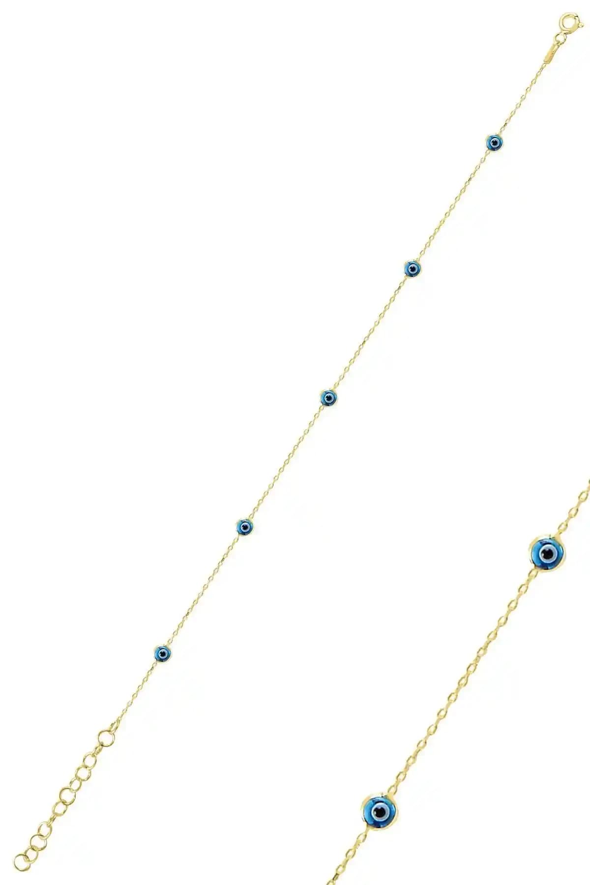 Söğütlü Silver Gümüş ve Altın Yalızlı Cam Göz Nazar Halhal: Zarif ve Şık Tasarım