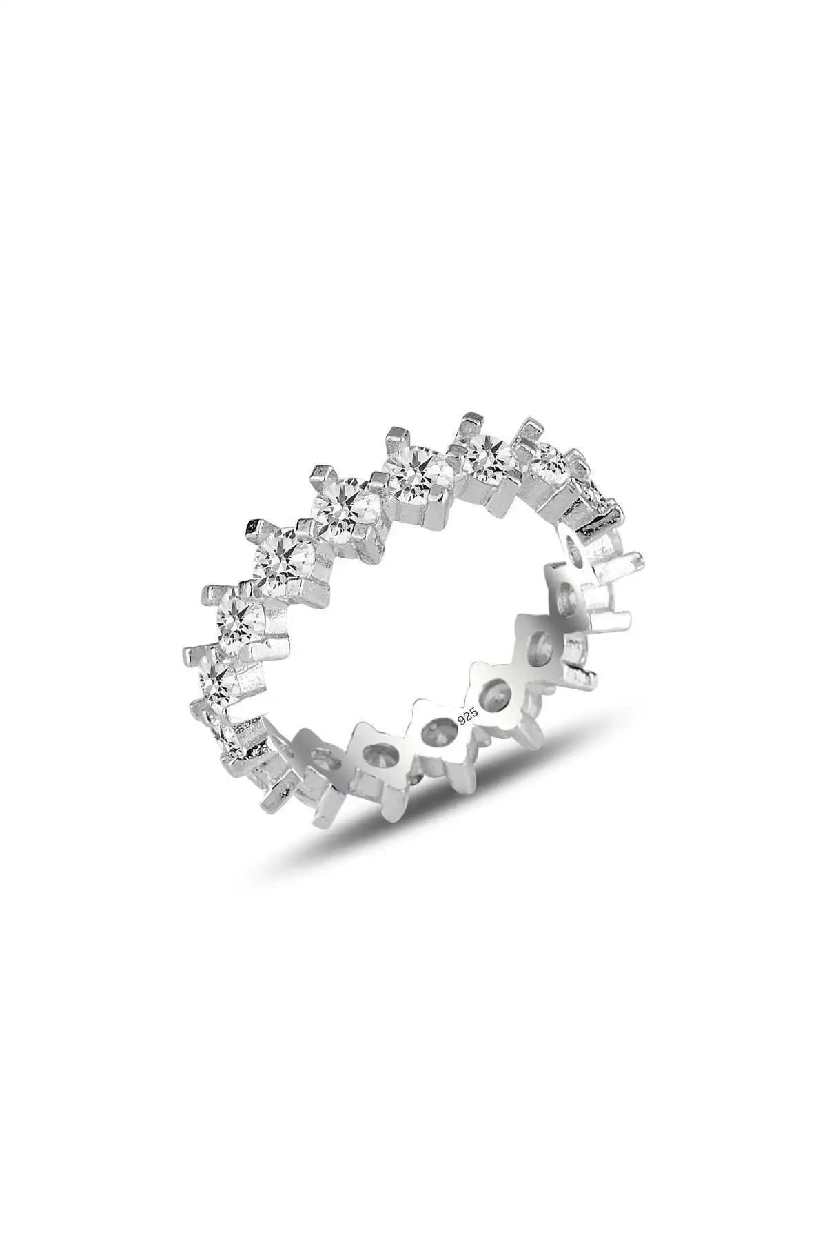 Söğütlü Silver Rodyum Kaplamalı Pırlanta Modeli Çapraz Tamtur Yüzük İncelikleri