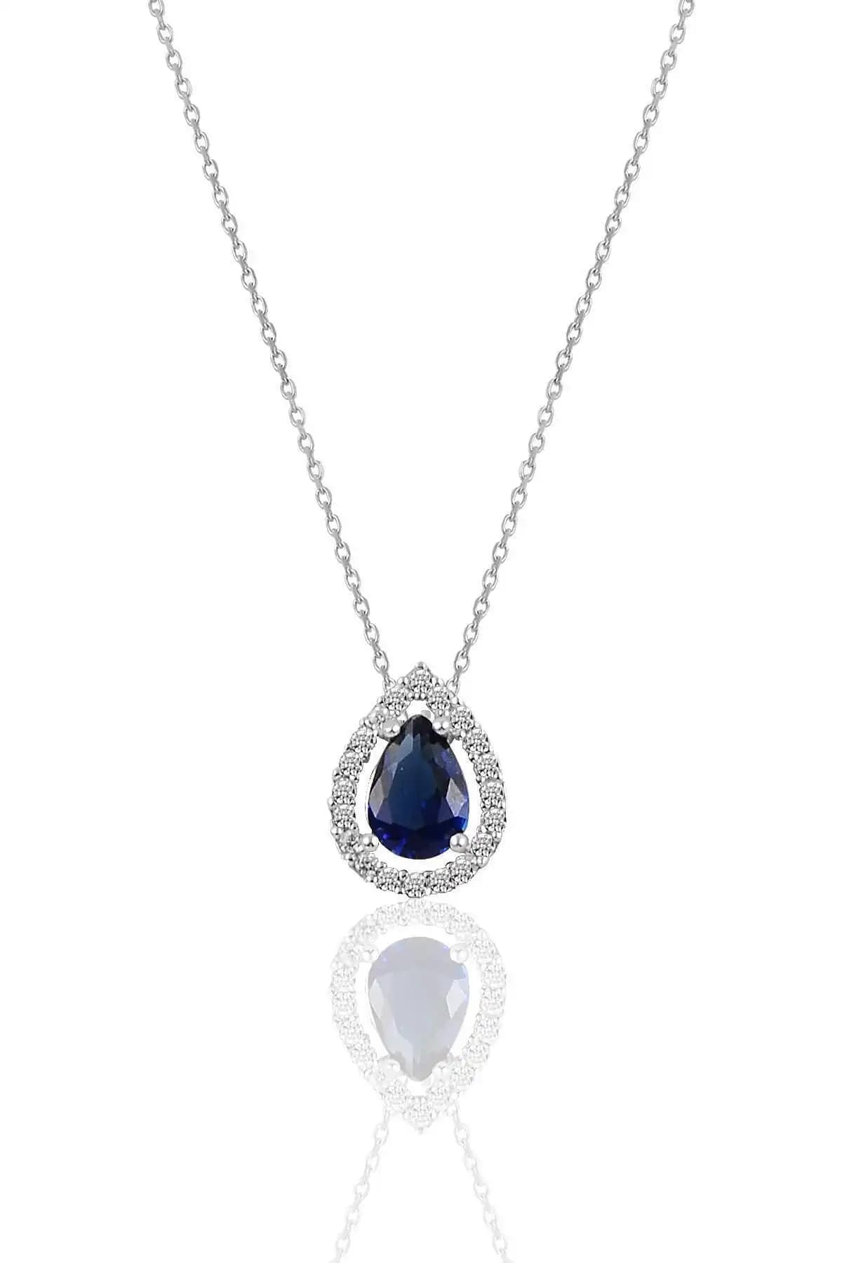 Söğütlü Silver Rodyumlu Zümrüt ve Safir Taşlı Kolye Karşılaştırması 2