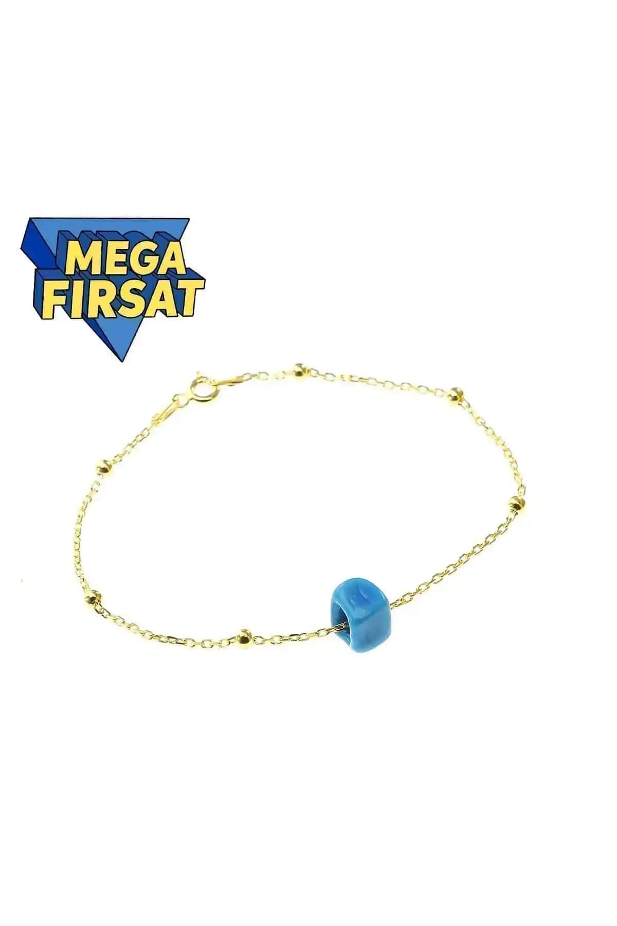 Söğütlü Silver Turkuaz Taşlı Top Top Bileklik Şık ve Zarif Kadın Takısı