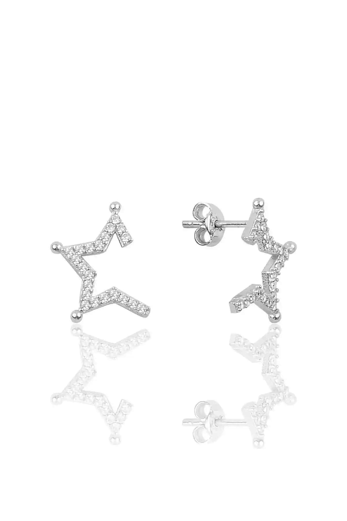 Söğütlü Silver Yarım Yıldız Gümüş Küpe Modern Tasarım ve Dayanıklılık