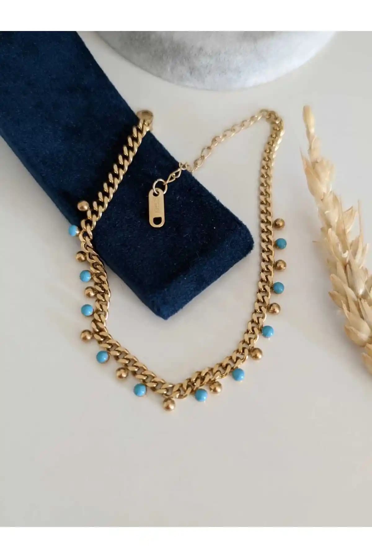 Su Perisi Takı Bijuteri Mavi Çelik Zincir Halhal Günlük ve Özel Kullanım İçin