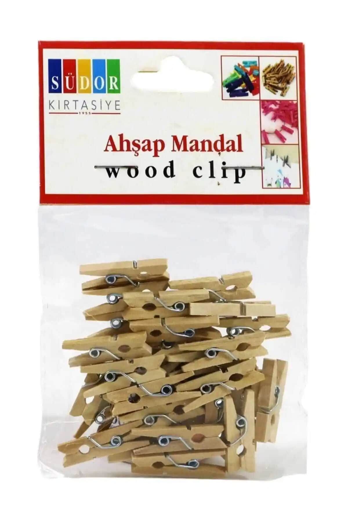 Südor Ahşap Küçük Mandal 24'lü Paket, Dekoratif ve Pratik Kullanım İçin Uygun